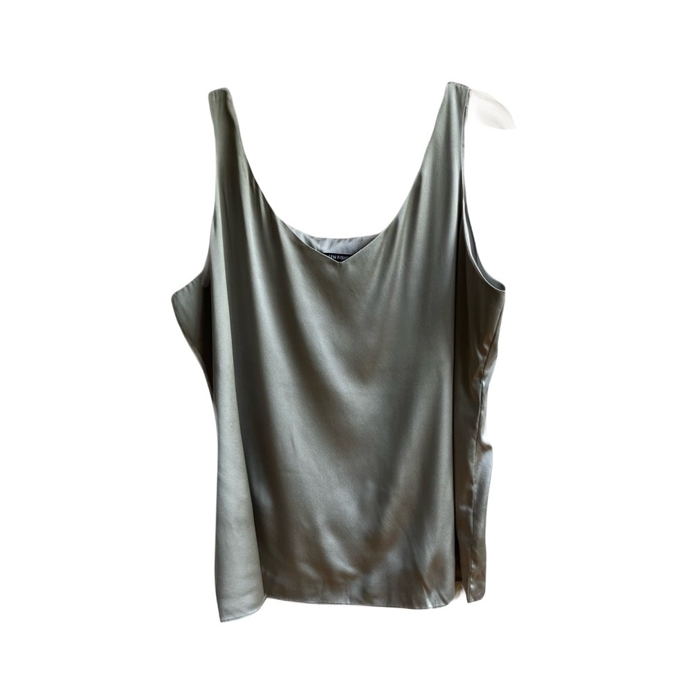 Eileen Fisher Gray Silk Camisole Size XL Sleeveless Top V-Neck Blouse Festive